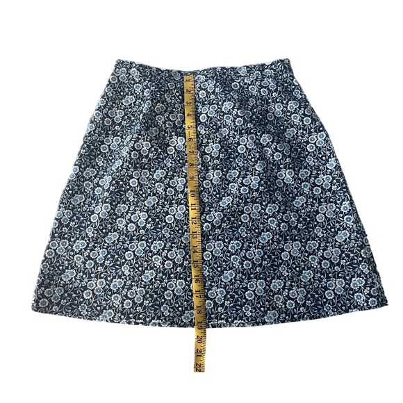 Vintage Handmade Floral Calico A-Line Skirt Navy Blue White Mini Skirt Size S - Picture 2 of 6